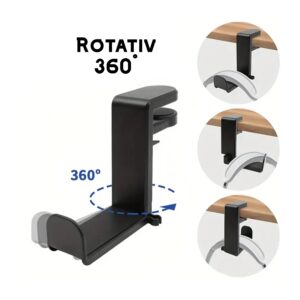 Suport Casti atasabil de birou, Rotativ 360 Grade